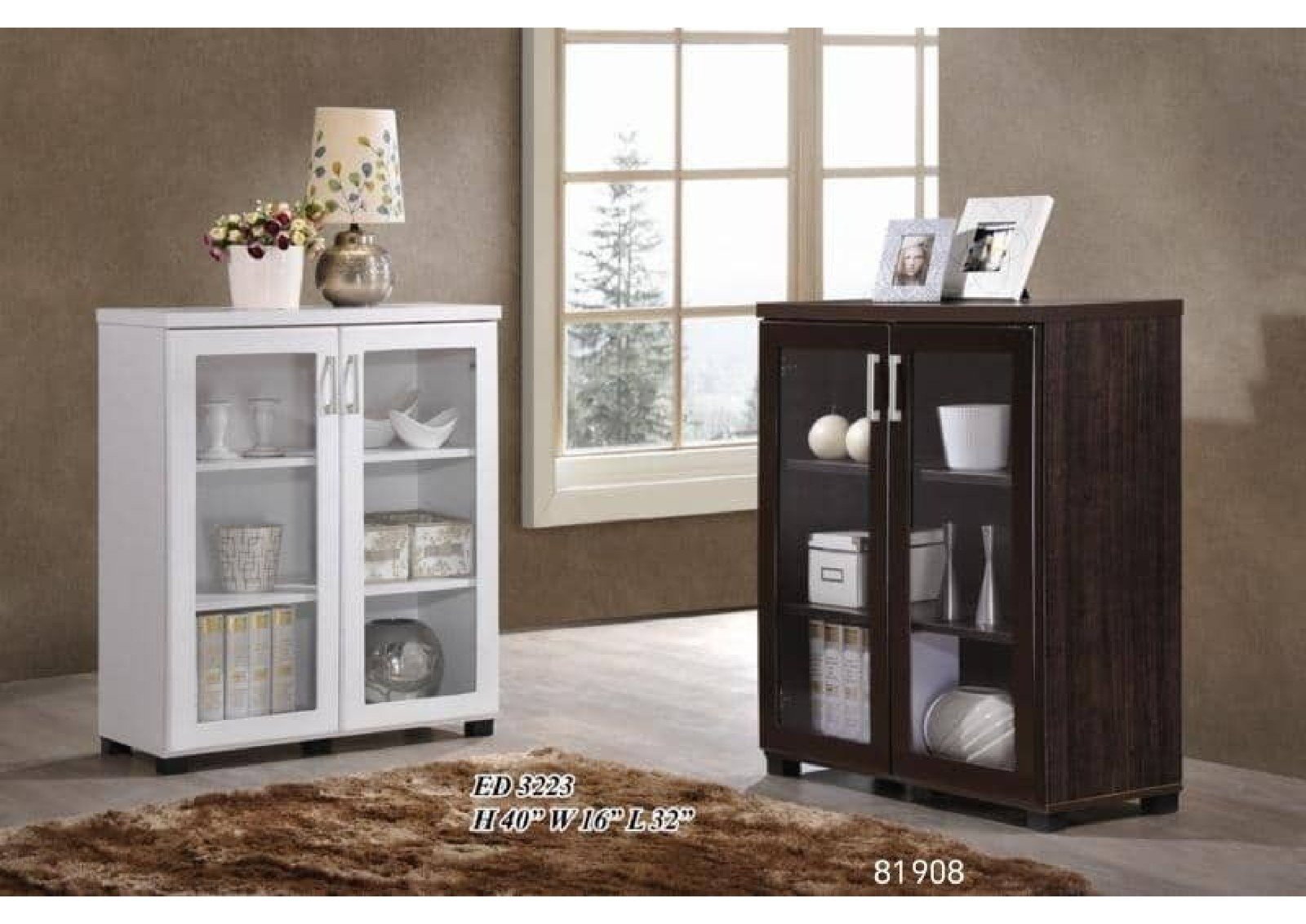 ED 3223 Compact 2-Door Glass Display Cabinet - Modern Bookcase & Trophy Cupboard
