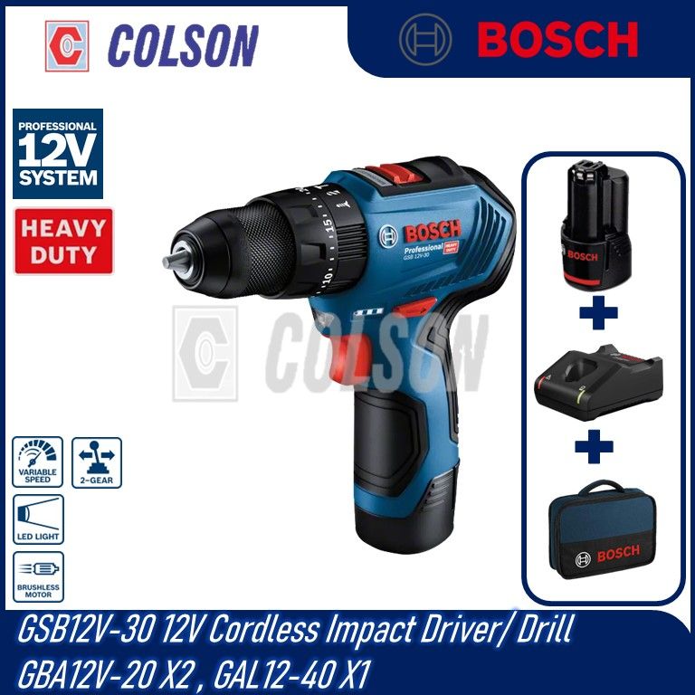 BOSCH GSB12V-30 12V Cordless Impact Drill / Driver