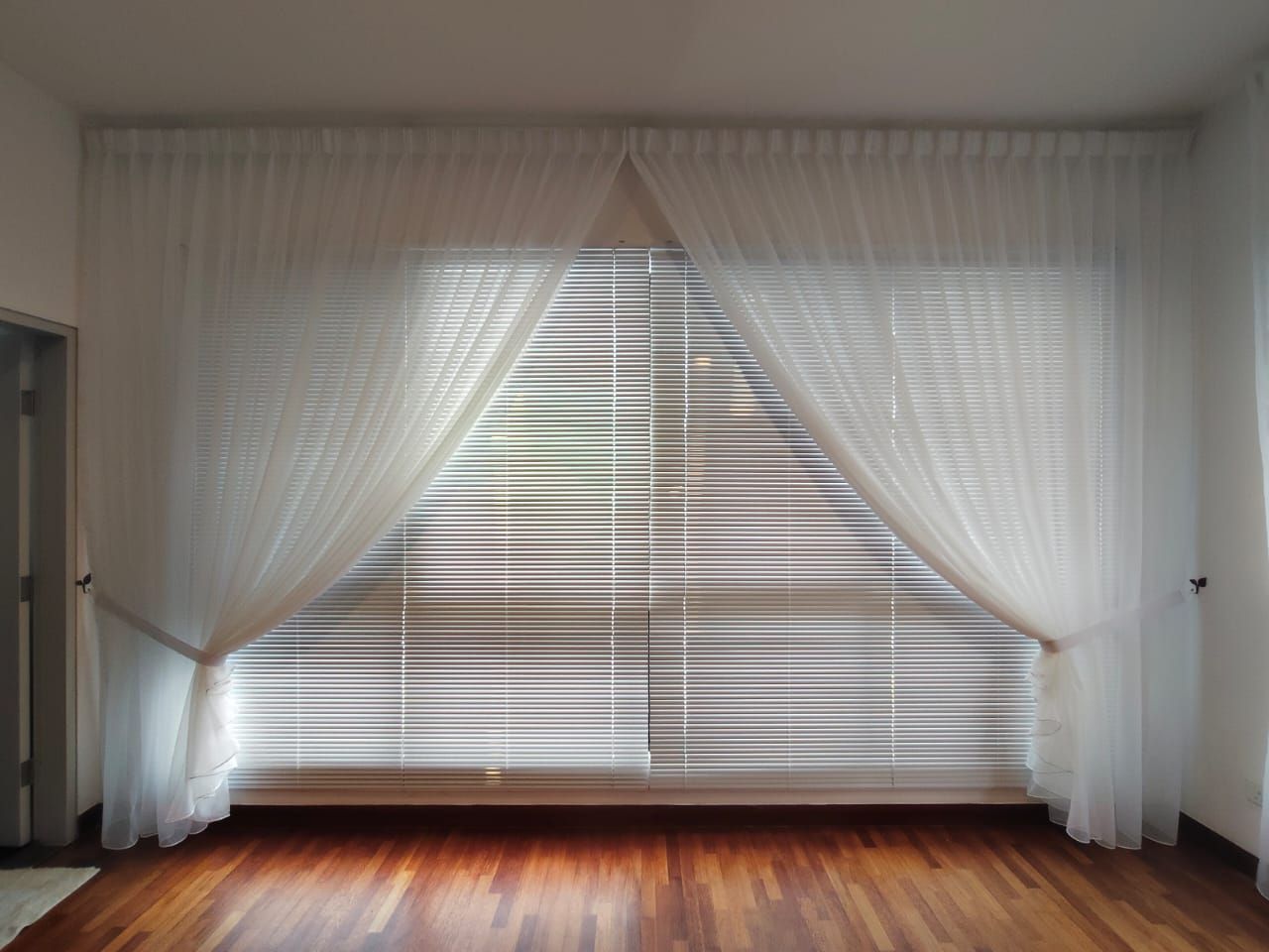 Custom made Venetian Blind installed with French Pleat Curtain; Combination of Blind and Curtain design; Jalan Hang Nadim 35/46K, Alam Impian, 40470 Shah Alam, Selangor