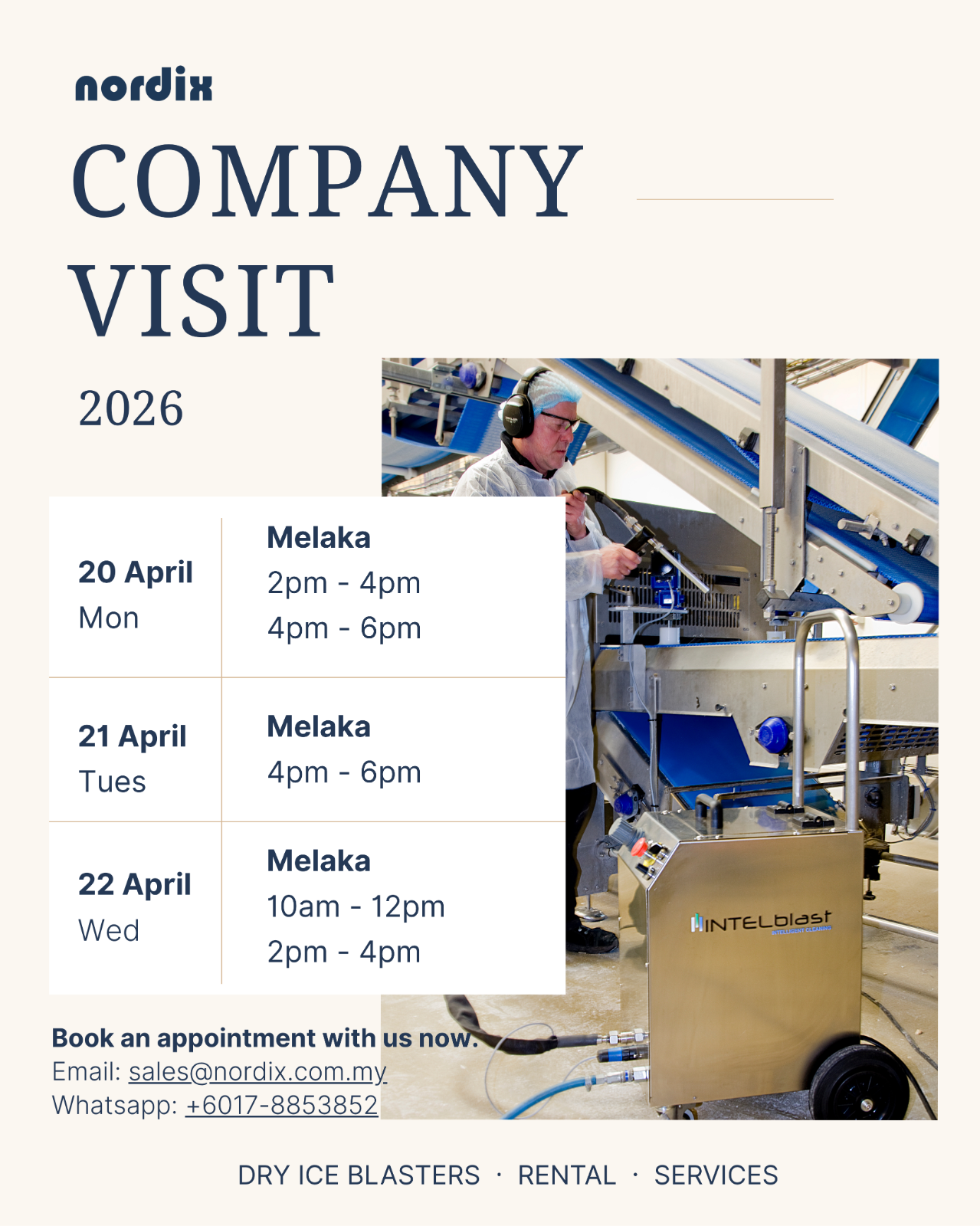 Dry Ice Blasting Sales Team in Melaka 2026: Book your appointment now