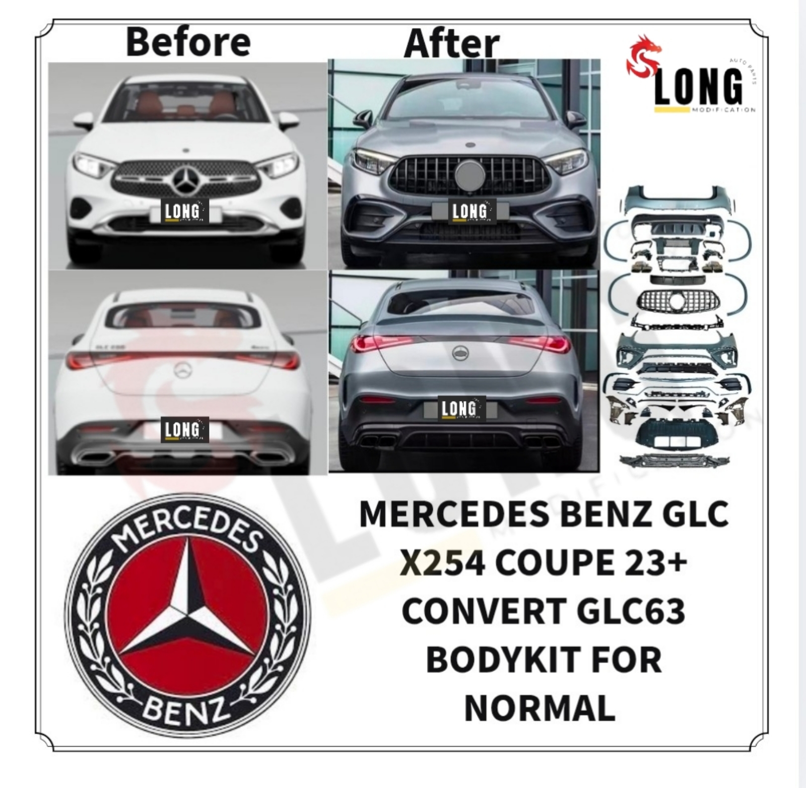 MERCEDES BENZ glc x254 coupe 23+ convert glc63 bodykit for normal 
