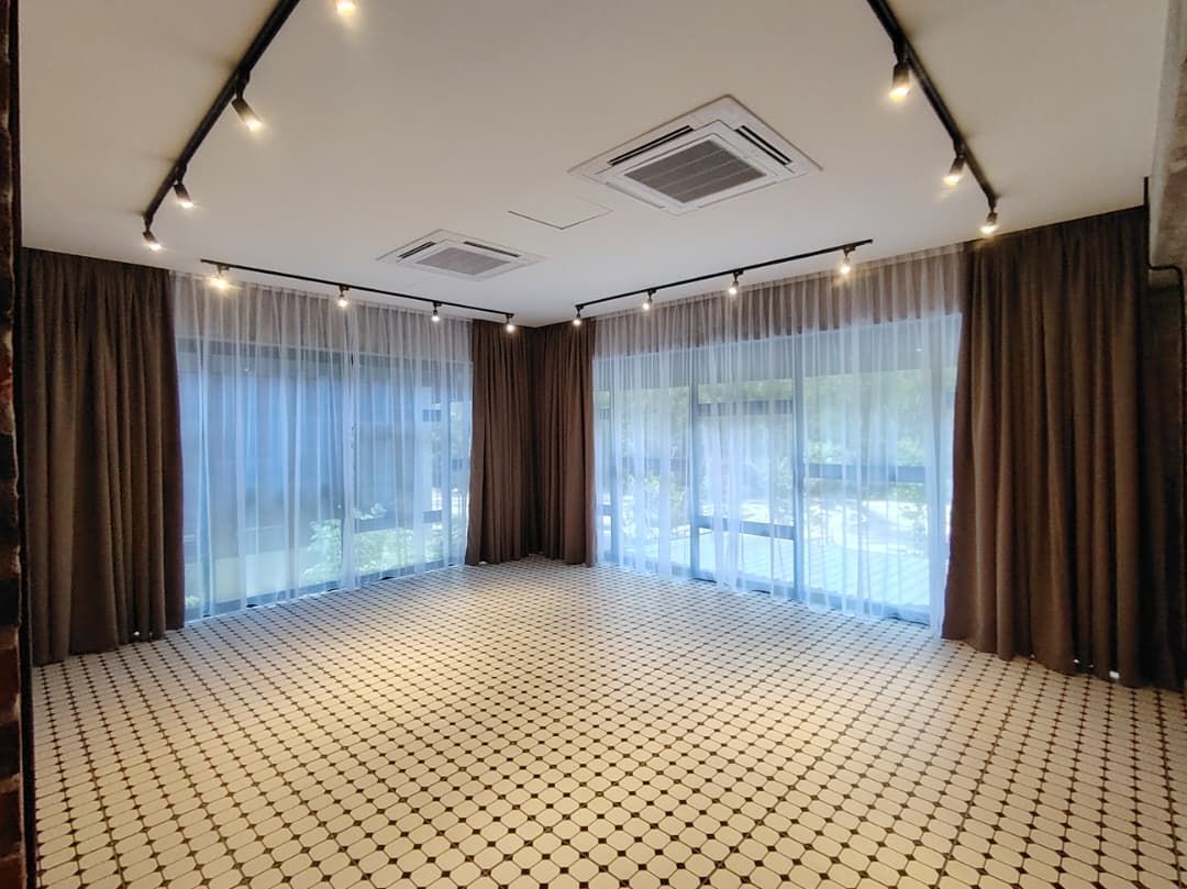 Custom made Plain Blackout Curtain and Lace Curtain with French Pleat design installed with double railing; Curtain for showroom/ wedding hall curtain; Jalan Permaisuri 10/6, Bandar Mahkota Cheras, 43200 Cheras, Selangor