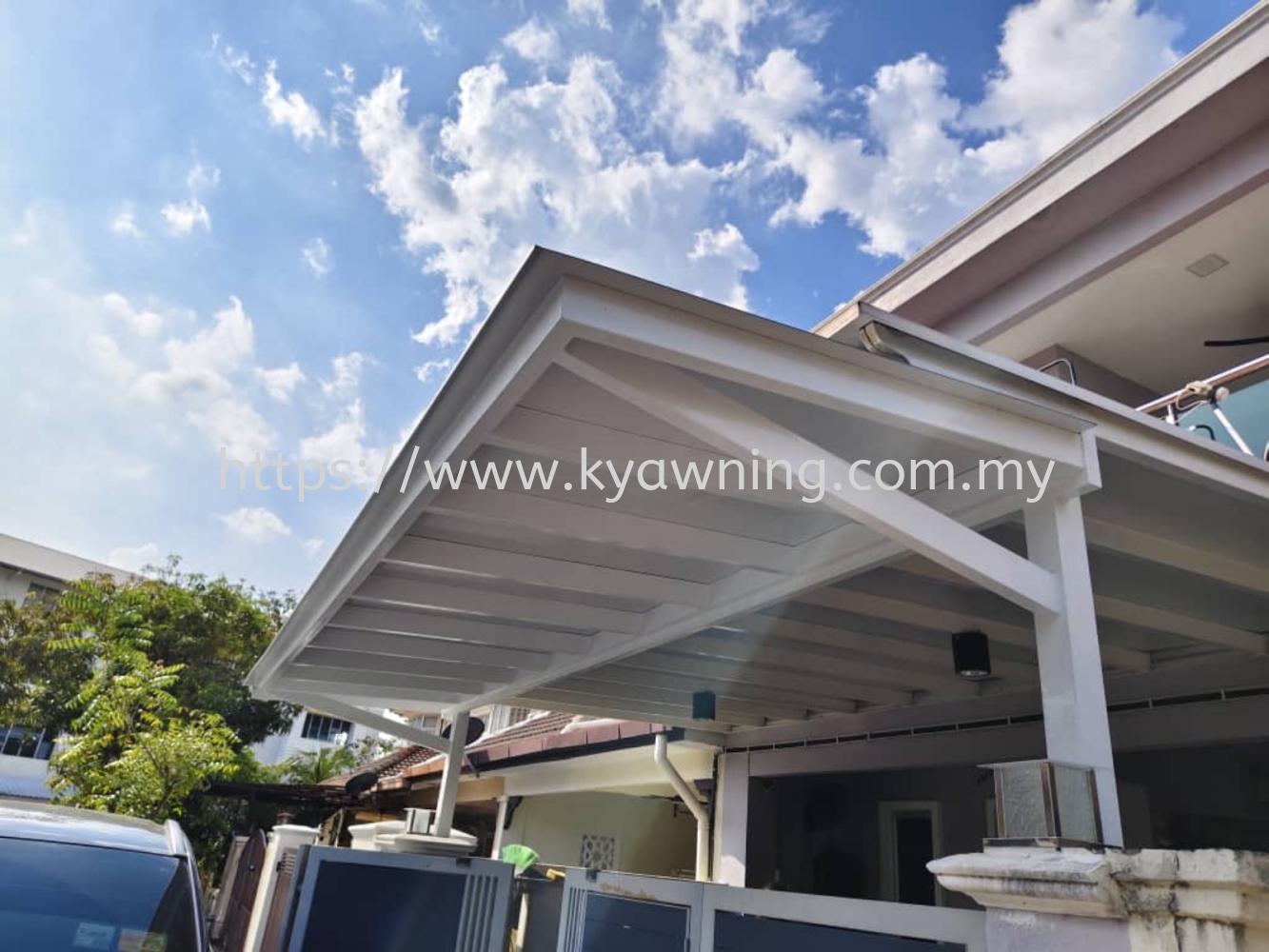 Mild Steel Aluminium Composite Panel (ACP 4mm) Pergola Roof Awning(OVERLAP)- Frame Ms 1 1/2x3 / 2x4(1.6mm) Hollow , Bean 2x5(1.9/2.3mm) Hollow, Pillar 4x4(1.9mm)Hollow