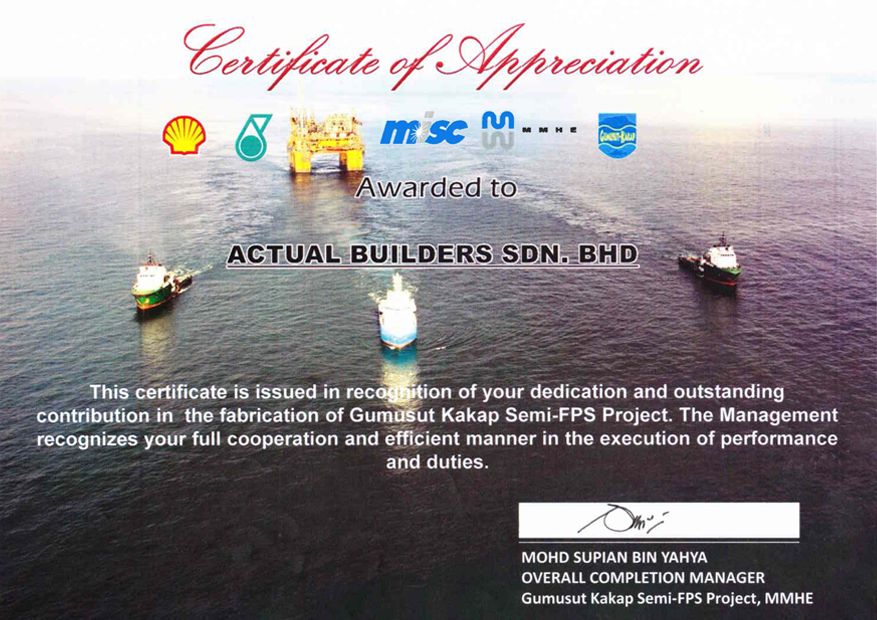 CERTIFICATE OF APPRECIATION