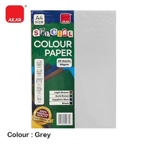 GREY Kertas A4 Warna 80gsm 每 Kertas Printing & DIY | A4 Colour Paper 80gsm 30pcs Colour paper / sticker Paper Product Selangor, Malaysia, Kuala Lumpur (KL), Semenyih Supplier, Suppliers, Supply, Supplies | V CAN (1999) SDN BHD