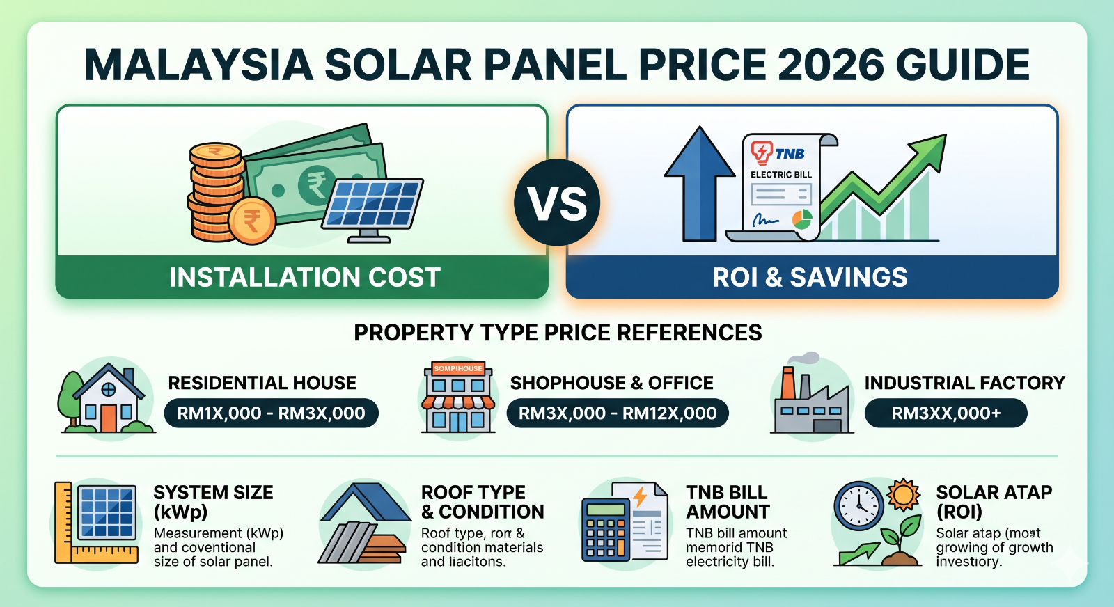 Solar Panel Price Malaysia 2026 | Home, Shop, Factory & Commercial Cost Guide