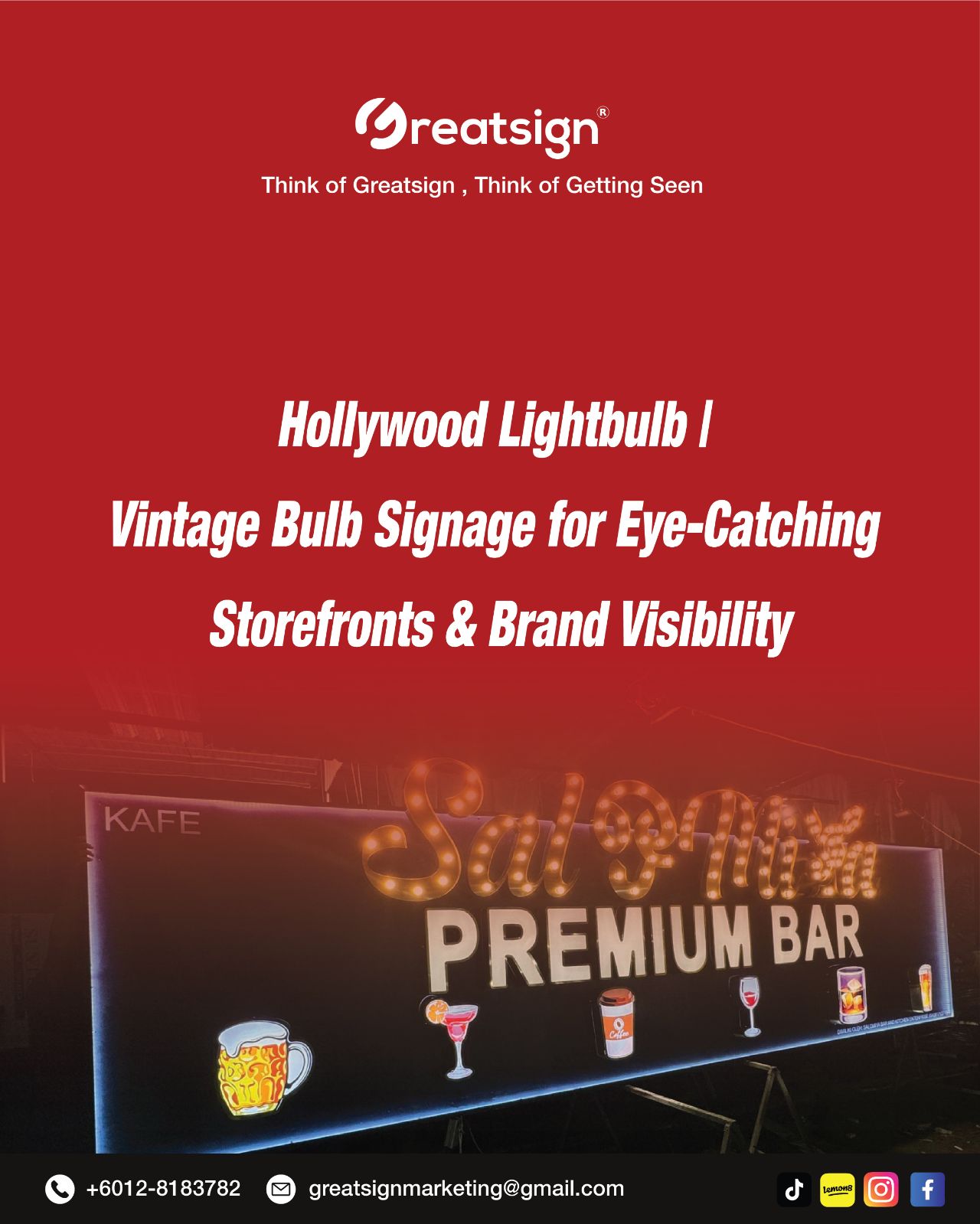 Hollywood Lightbulb | Vintage Bulb Signage for Eye-Catching Storefronts & Brand Visibility