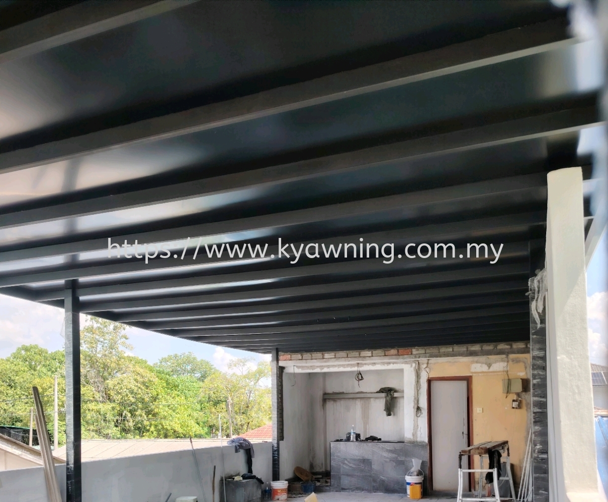 Mild Steel Aluminium Composite Panel (ACP 4mm) Pergola Roof Awning - Frame Ms 1 1/2x3 / 2x4(1.6mm) Hollow, Bean Ms 2x5(1.9/2.3mm) Hollow,Pillar 4x4(1.9mm)Hollow
