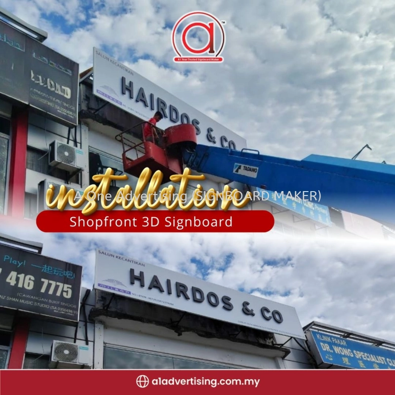 Shopfront 3D Signboard Installation for Hair Salon | Signboard Maker Klang