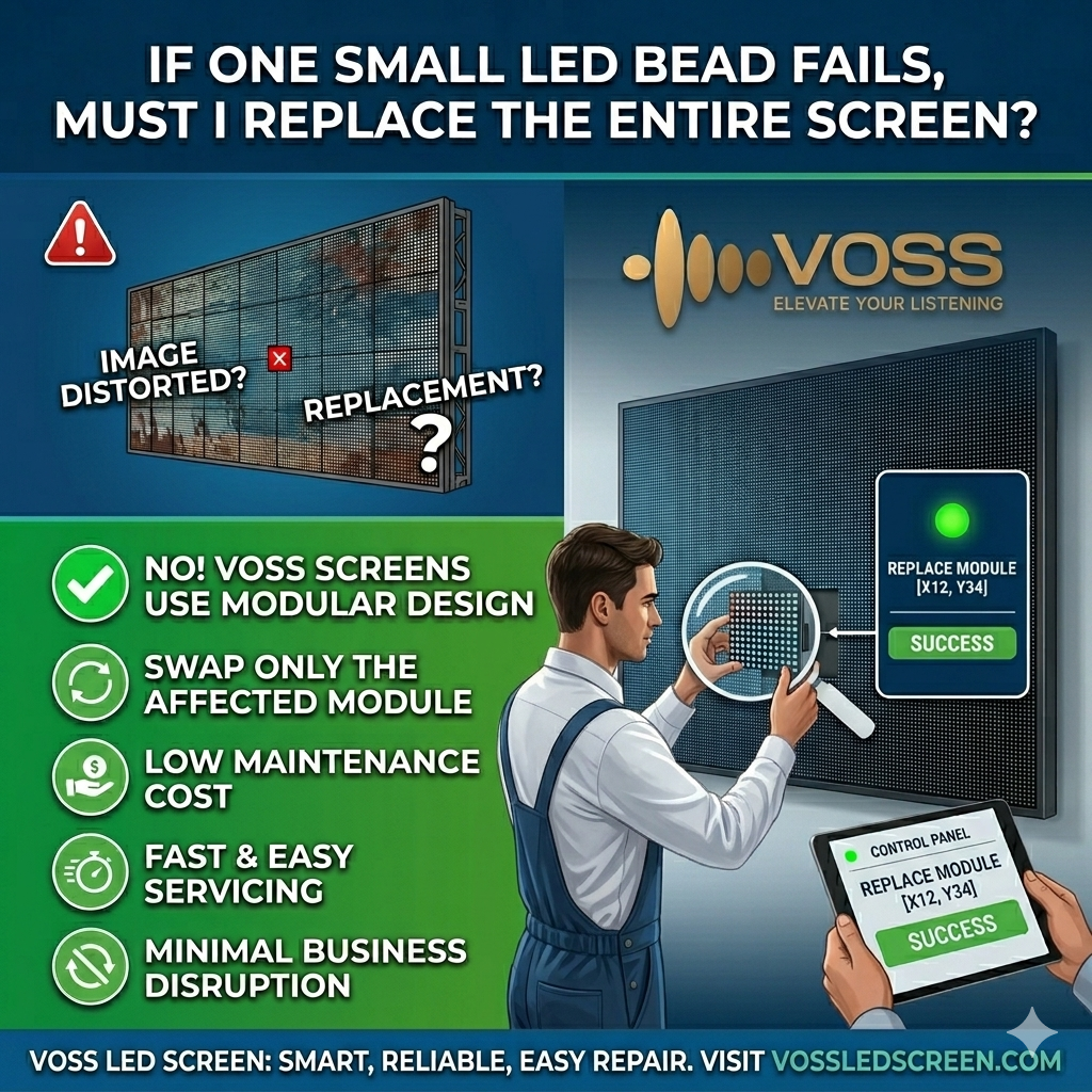 If one small LED bead fails, must I replace the entire screen?
