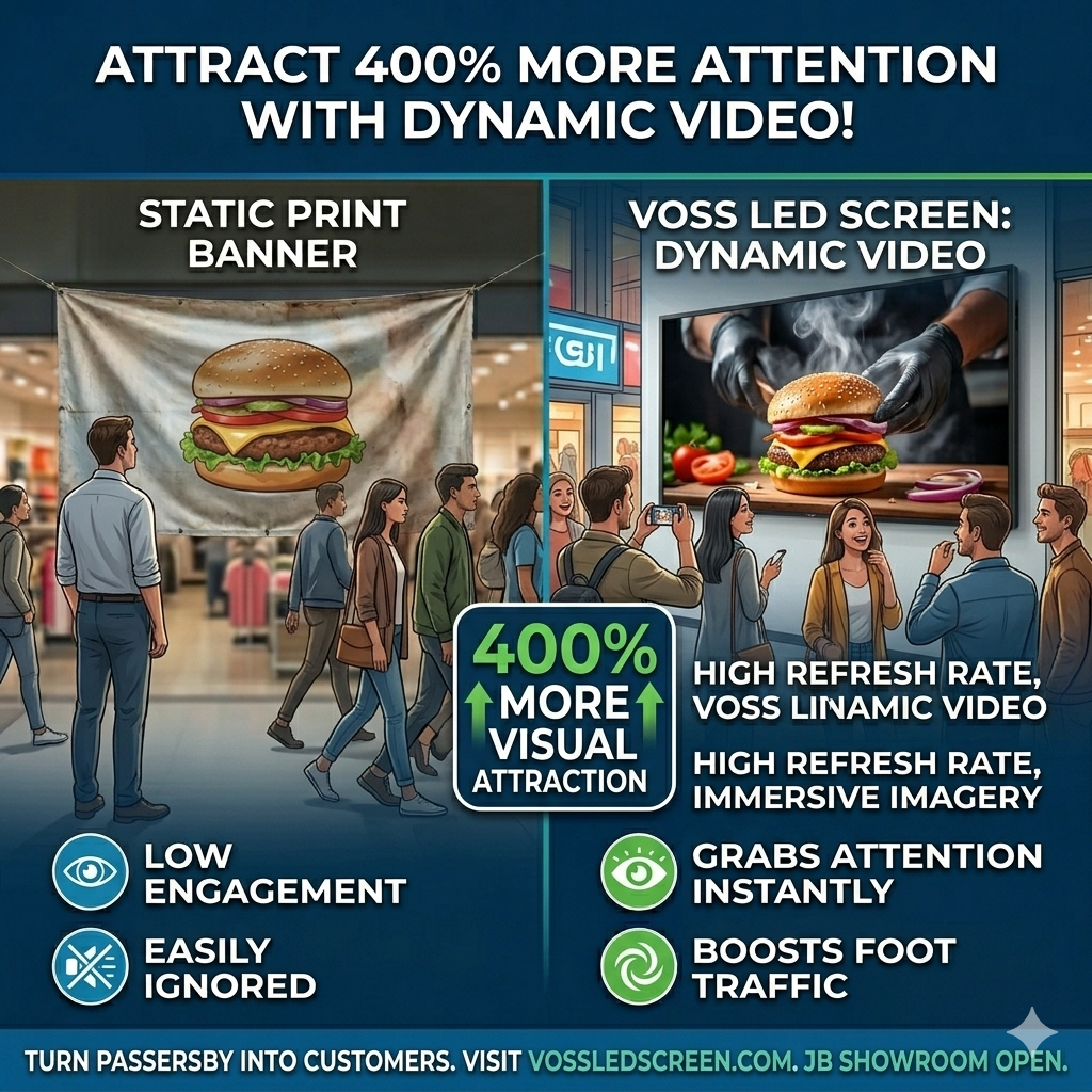 Can an LED screen really help attract more customers compared to just a static image?