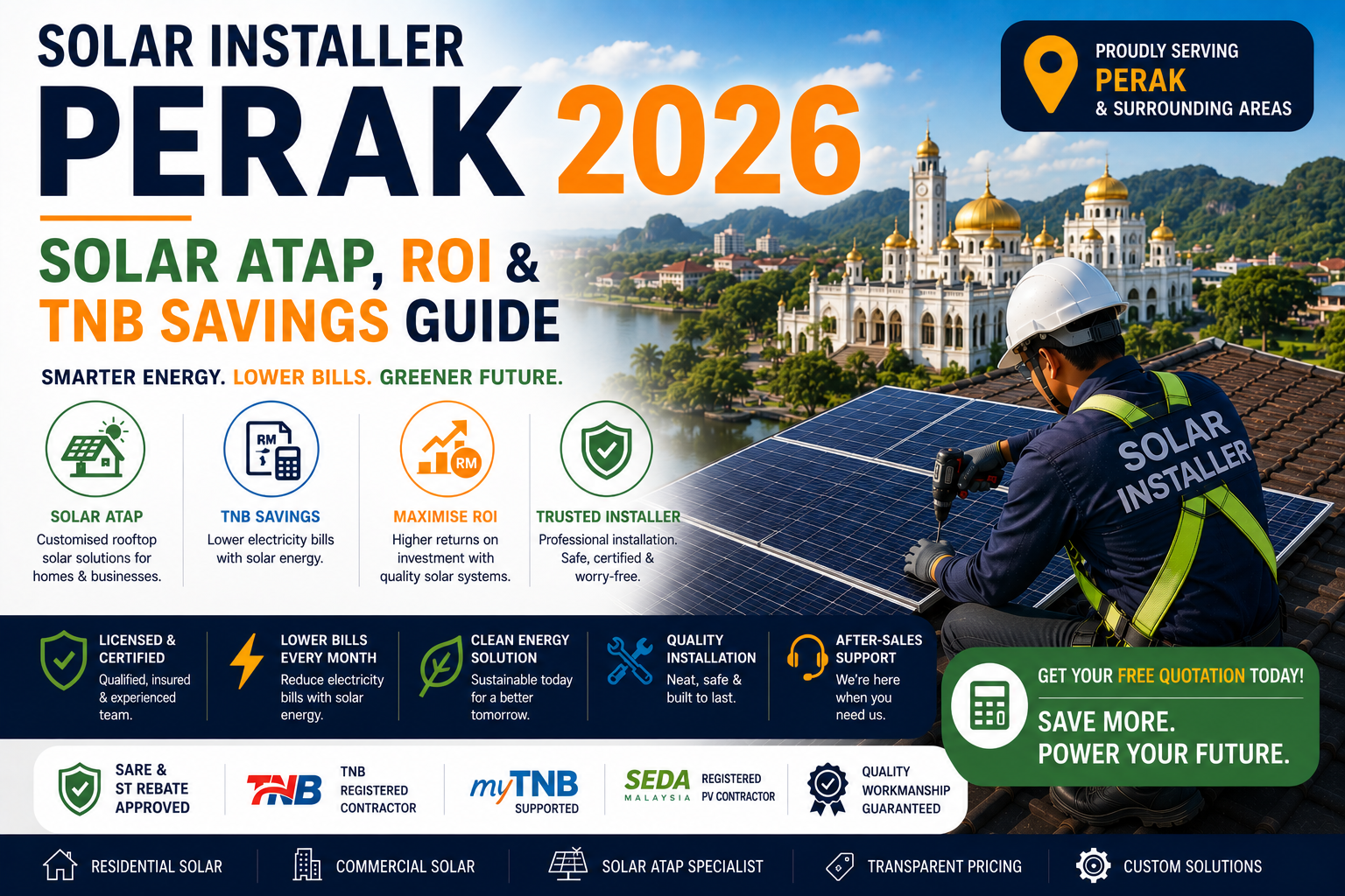 Solar Installer Perak 2026: Solar ATAP, ROI & TNB Savings Guide