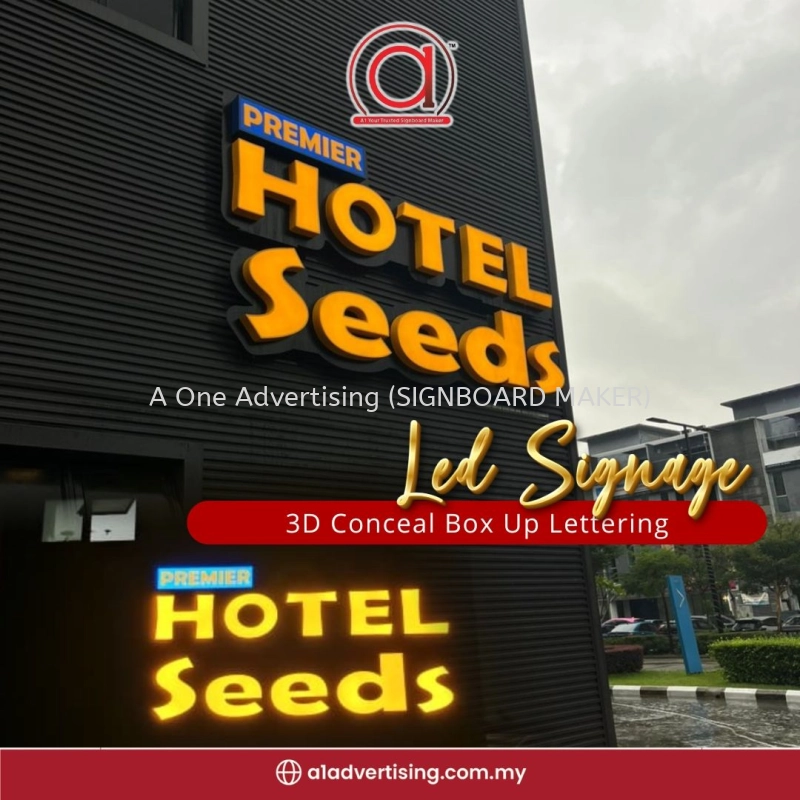 LED Hotel Signage with 3D Concealed Box Up Lettering for Hotel Seeds