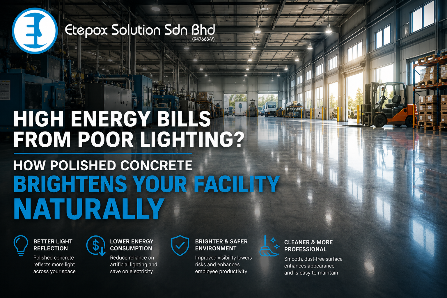 High Energy Bills from Poor Lighting? How Polished Concrete Brightens Your Facility Naturally