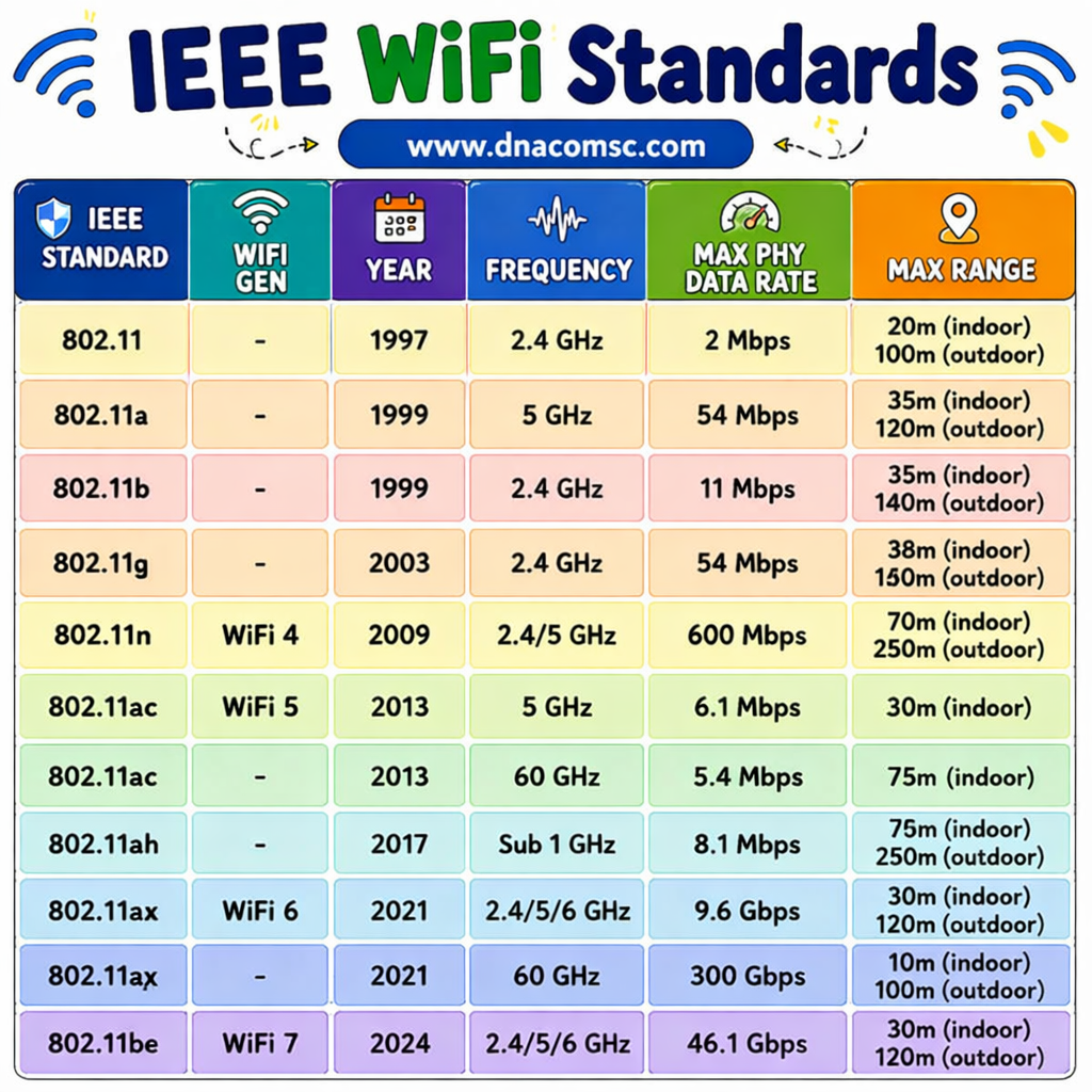Evolution of Wi‑Fi: From 802.11 to Wi‑Fi 7