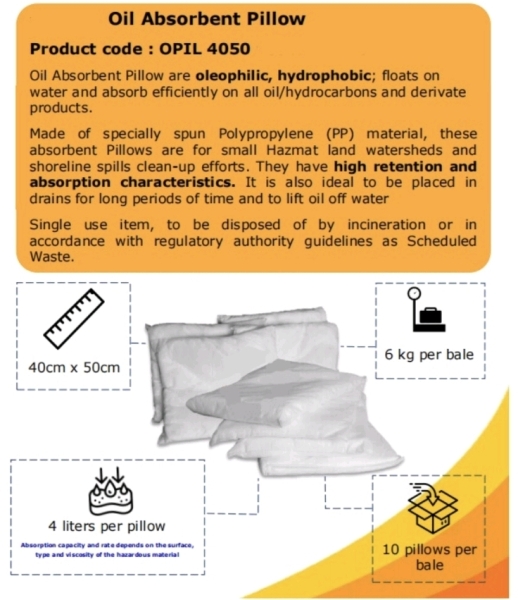 OIL ABSORBENT PILLOW (6KG/ 10 PILLOWS PER BALE) Oil Spill Control Cleaner Kuala Lumpur (KL), Malaysia, Selangor, Salak South, Balakong Supplier, Suppliers, Supply, Supplies | Cheong Seng Hardware Sdn Bhd