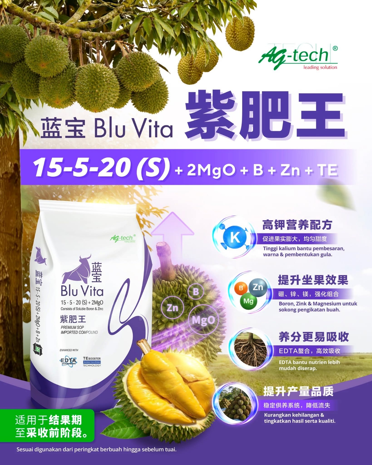 BluVita 15-5-20（Sop  based）50kg