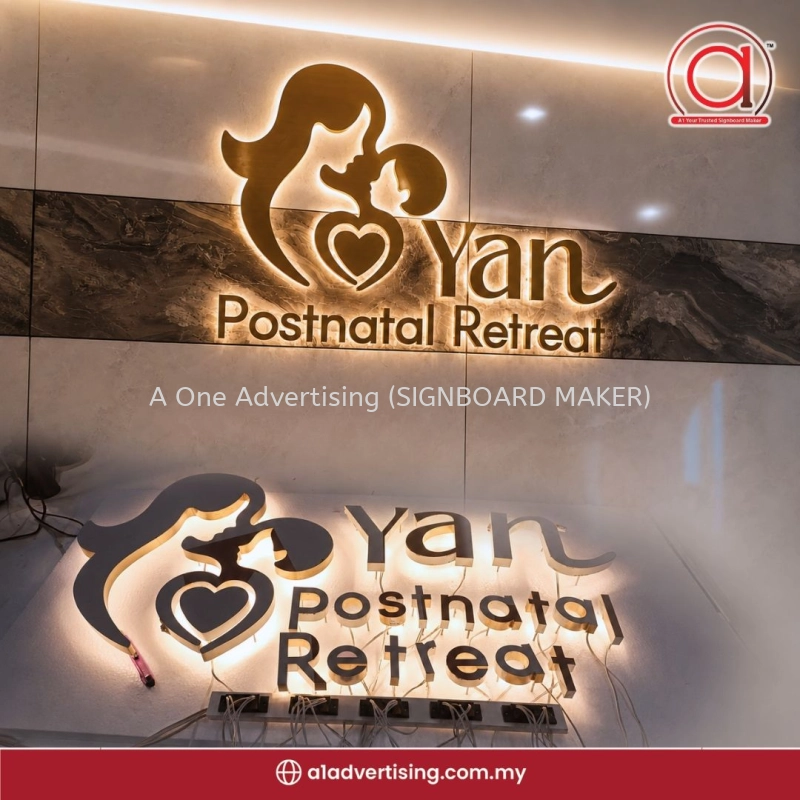 Indoor Wall Signage with Stainless Steel 3D Backlit LED for Postnatal Center in Klang