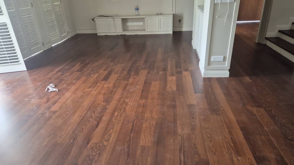 Solid wood floor (Smoked Oak) install at Desa Park City KL,Selangor 5 star Best Flooring Company 