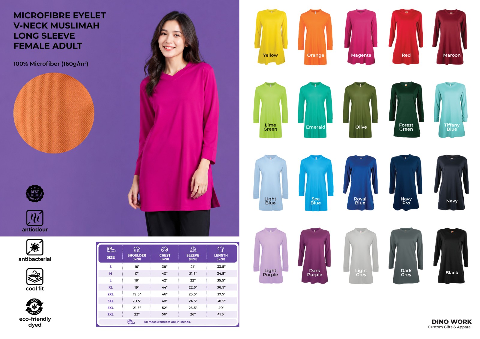 Dry Fit V-neck Long Sleeve Muslimah (Oren - SK05)