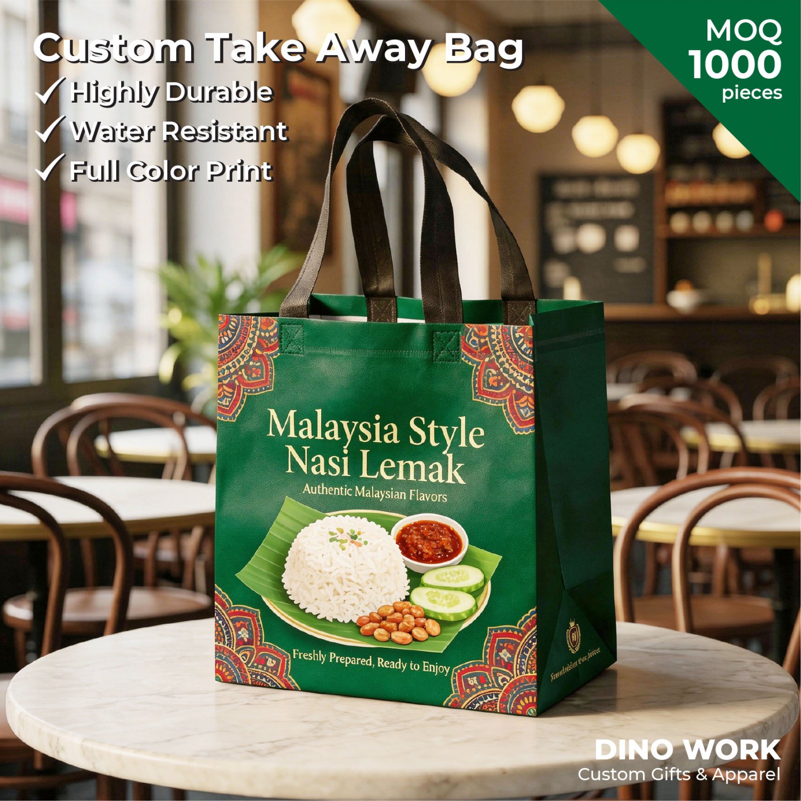 Custom Take Away Bag (MOQ 1000pcs)