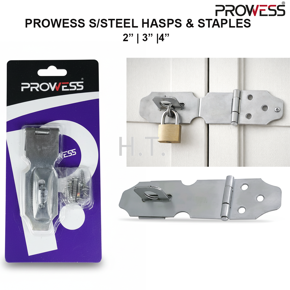 PROWESS STAINLESS STEEL HASPS & STAPLES | HEAVY DUTY DOOR LOCK LATCH 2" | 3" | 4" ( PW65-6302 | PW65-6303 | PW65-6304 )