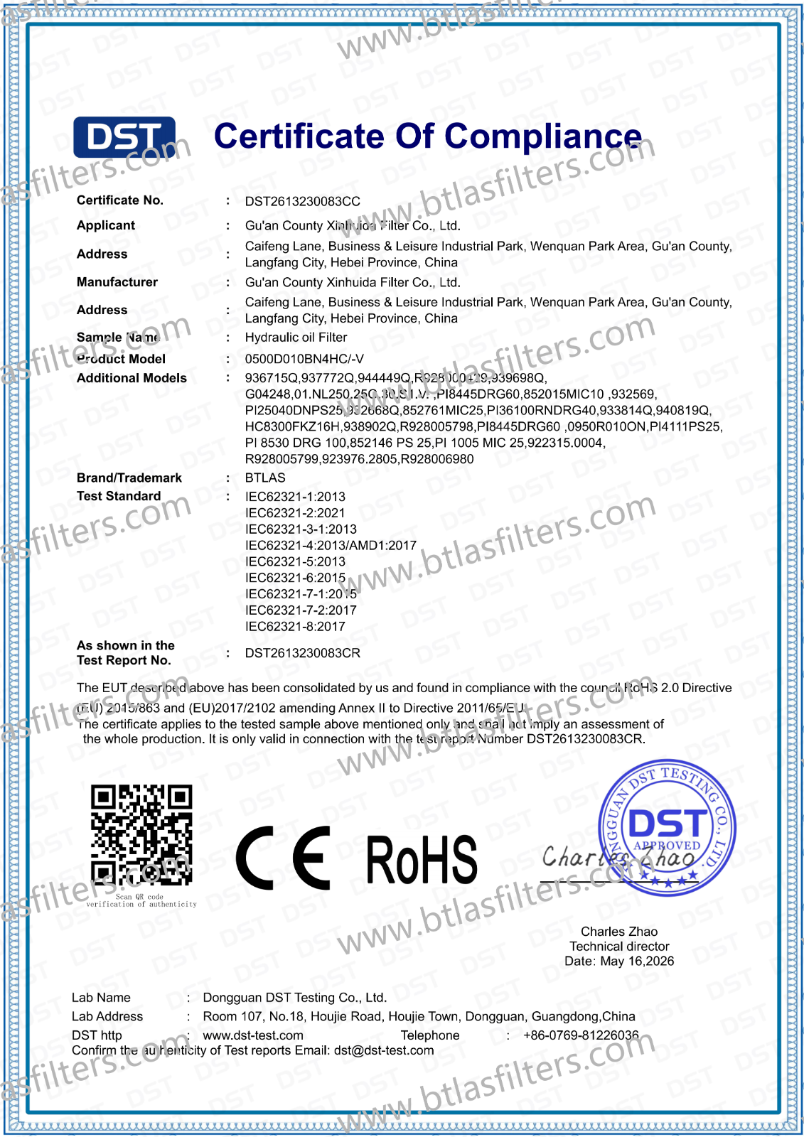 RoHS_Certificate_Hydraulic_Oil_Filter_DST2613230083CC.pdf