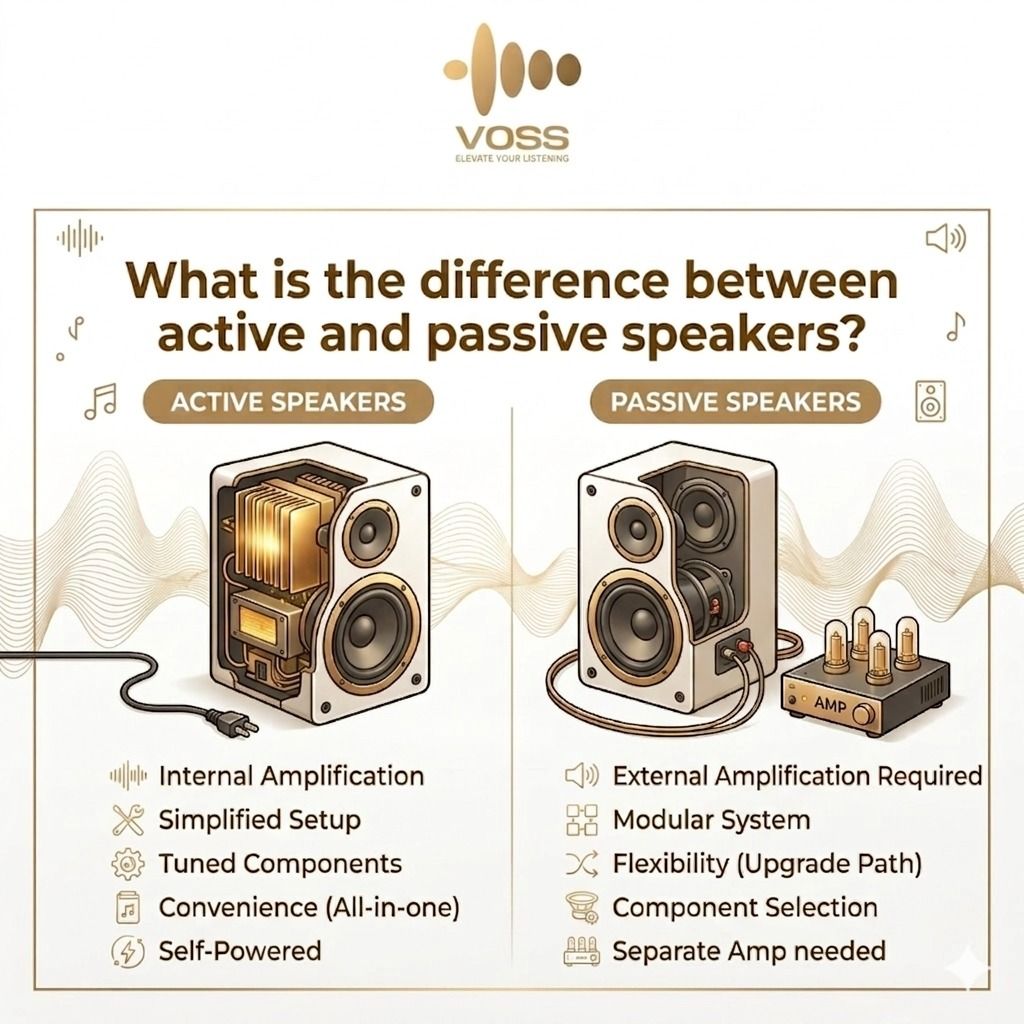 What is the difference between active and passive speakers?