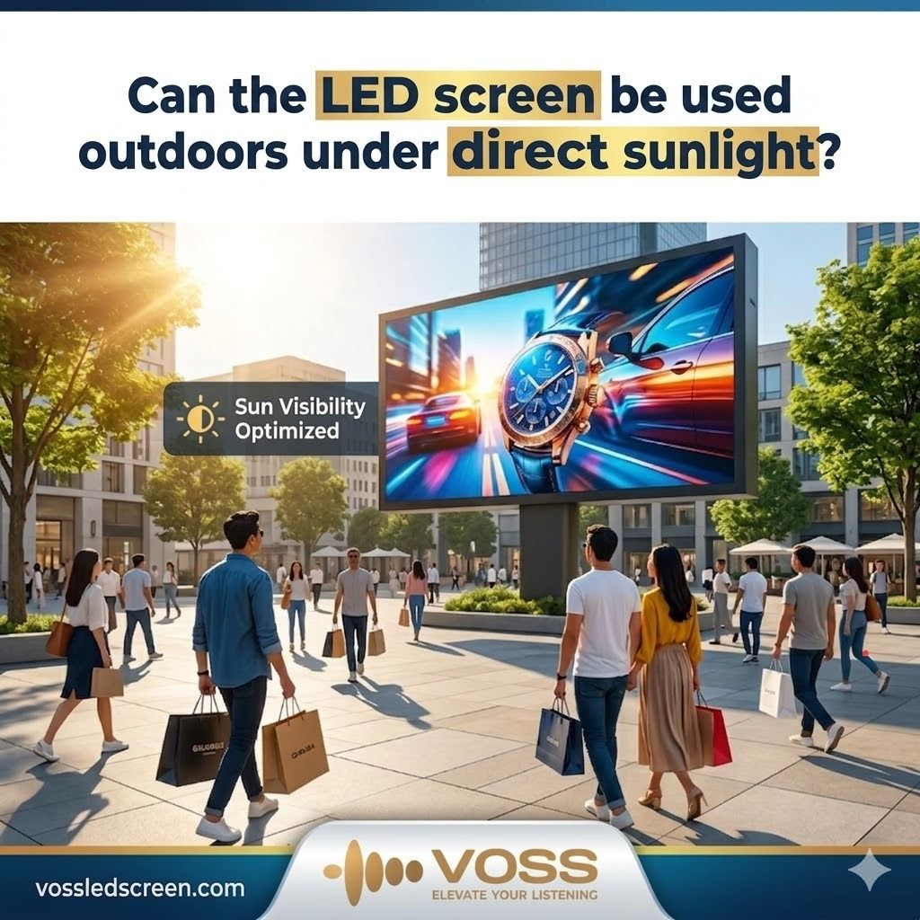 Can the LED screen be used outdoors under direct sunlight?