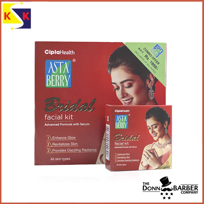 Astaberry Bridal Facial Kit 12 Pouch Set (6 Steps) - For Glowing & Radiant Skin | Professional Facial Kit