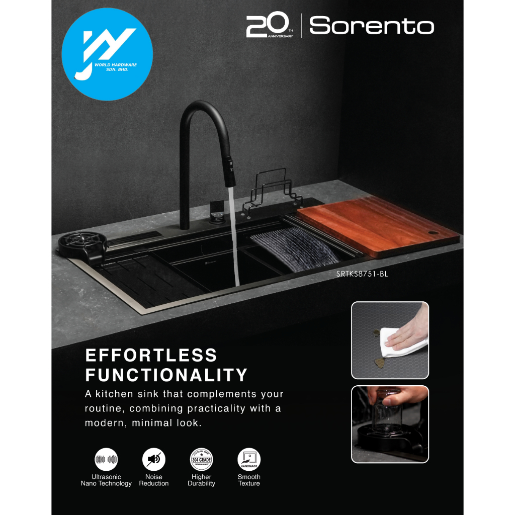 Sorento HoneyComb Texture SUS 304 Kitchen Handmake High End Sink Sinki Dapur Multifunctional