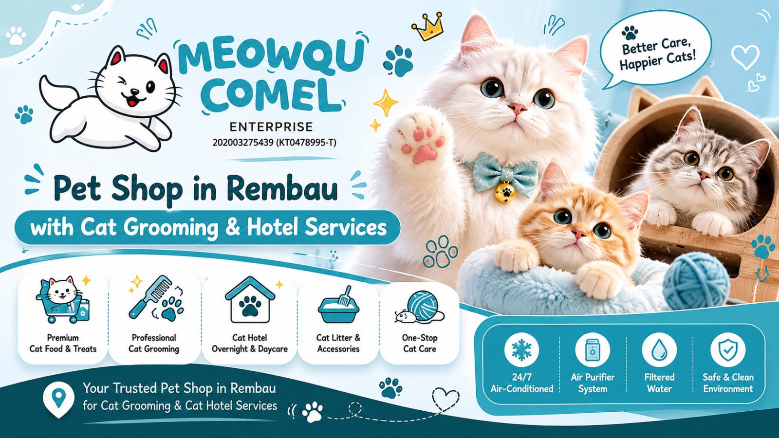 Trusted Pet Shop in Rembau with Cat Grooming & Cat Hotel Services 🐱