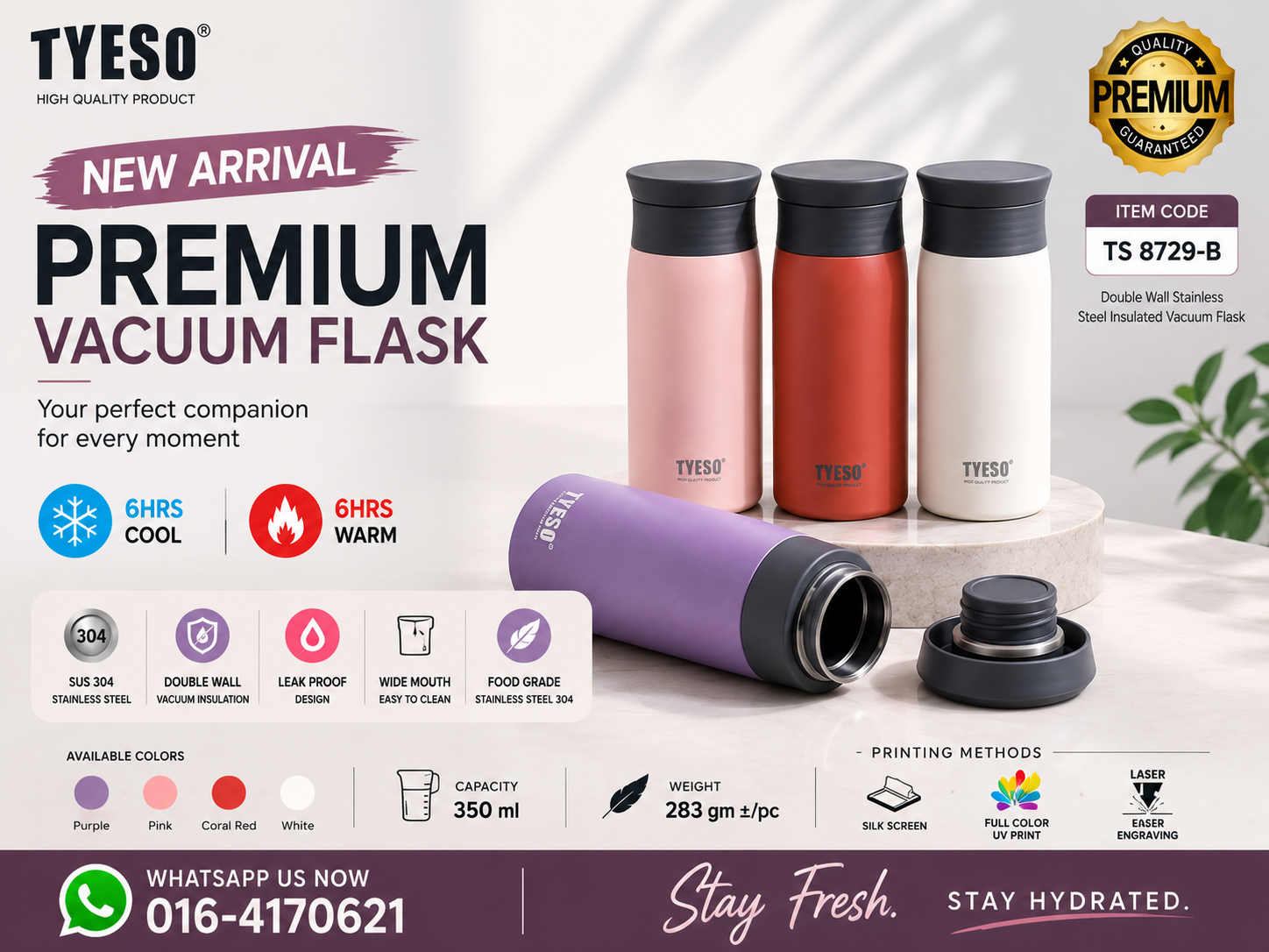 NEW ARRIVAL – TYESO PREMIUM VACUUM FLASK TS 8729-B