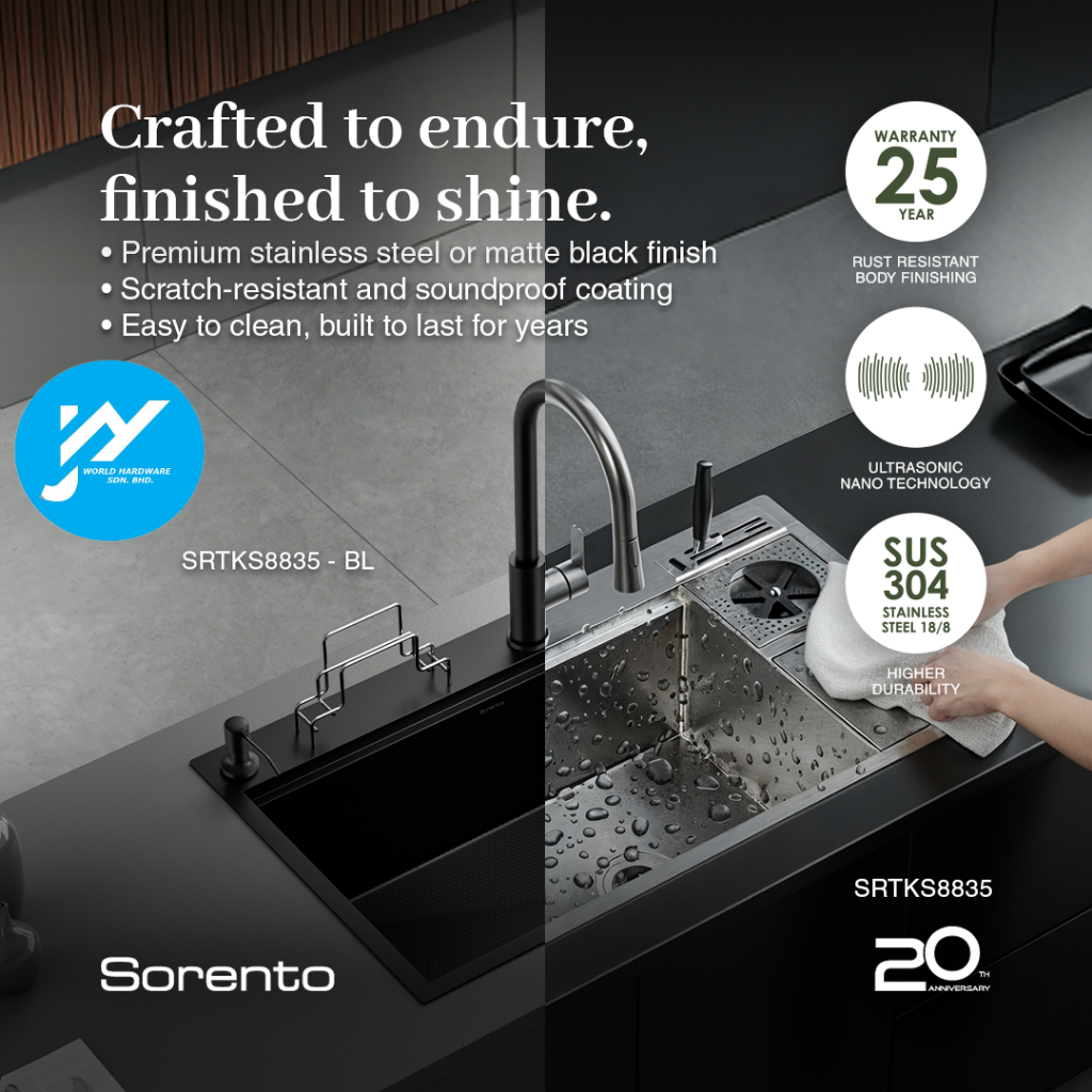 Sorento HoneyComb Texture SUS 304 Kitchen Handmake High End Sink Sinki Dapur Multifunctional Sinki