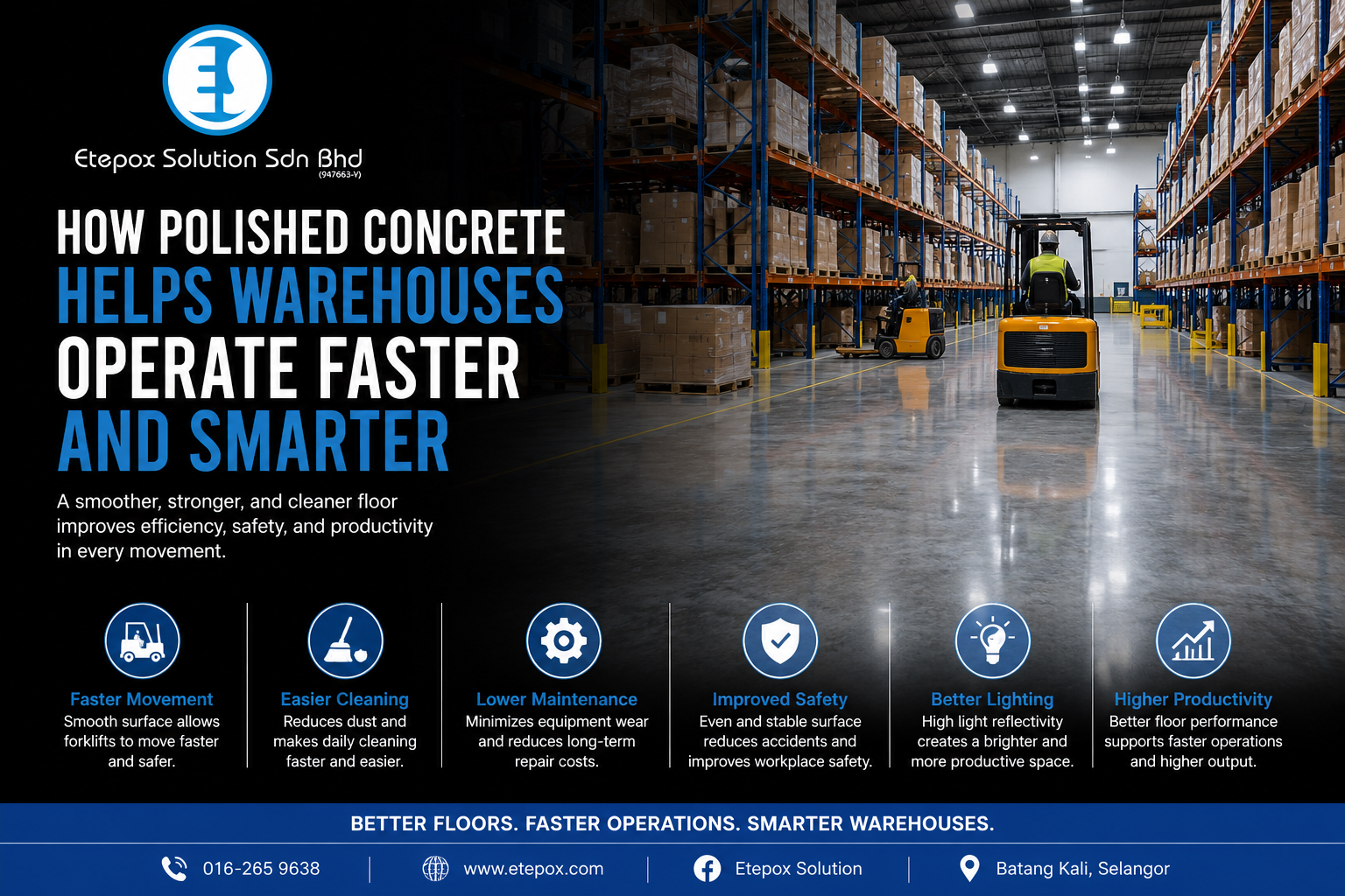 How Polished Concrete Helps Warehouses Operate Faster and Smarter