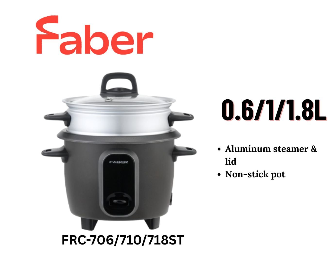 Faber Traditional Rice Cooker FRC-706 / FRC-710 / FRC-718ST �C Durable Stainless Steel Inner Pot