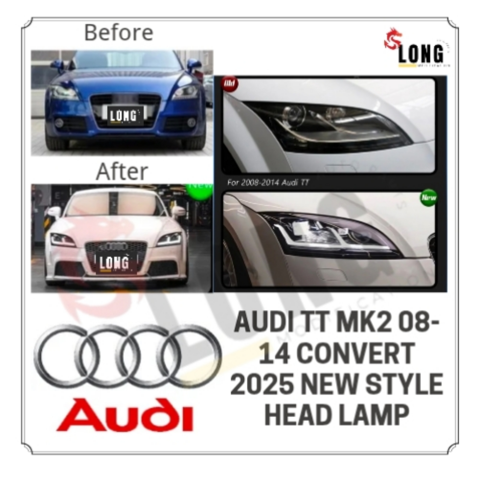 AUDI tt mk2 08-14 convert 2025 new style head lamp