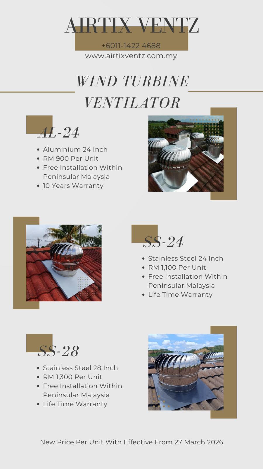 BUY 3 FREE 1 AIRTIX VENTZ Stainless Steel Wind Turbine Ventilator for House / Factory @ N9 / NEGERI SEMBILAN, PORT DICKSON