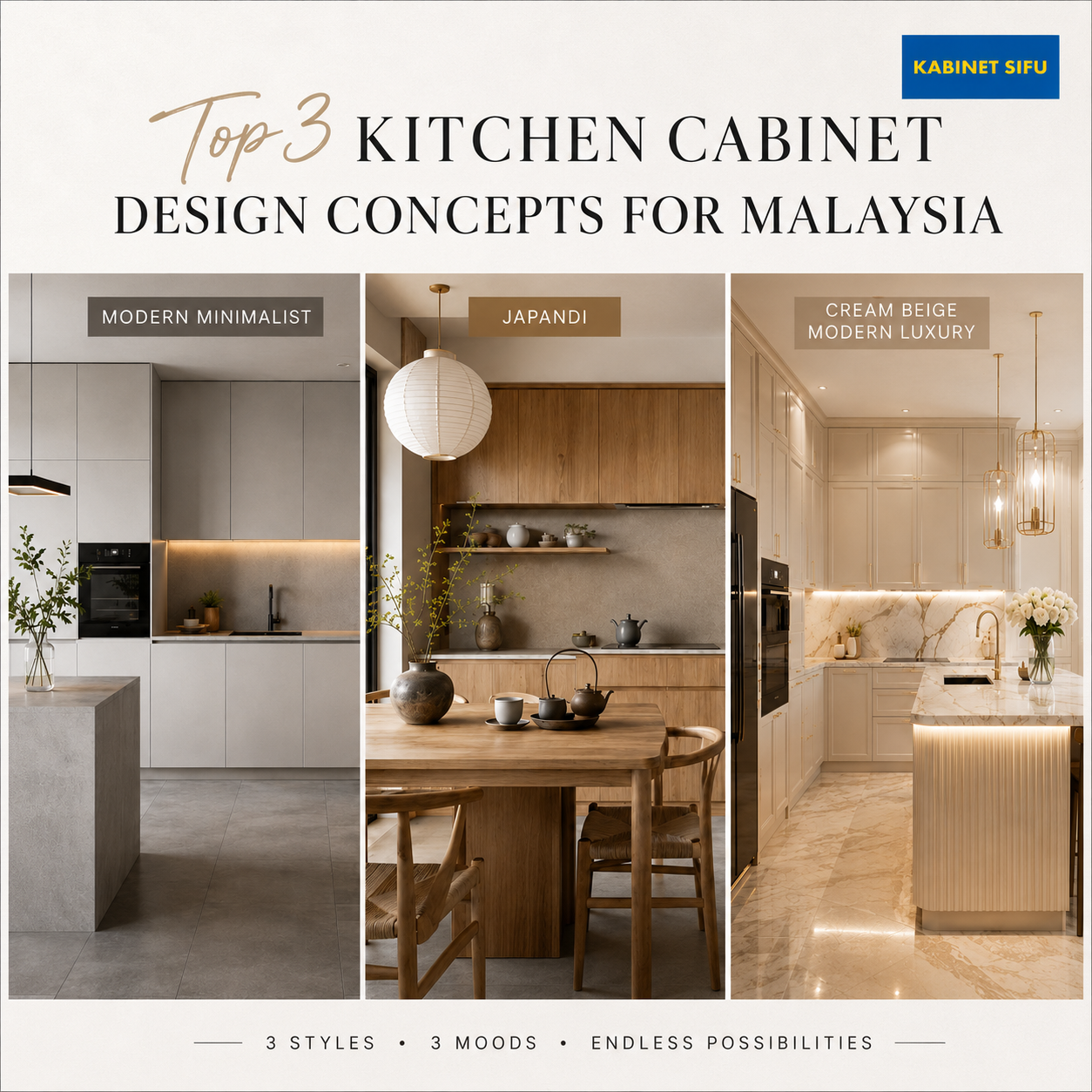Top 3 Kitchen Cabinet Design Concepts in Malaysia