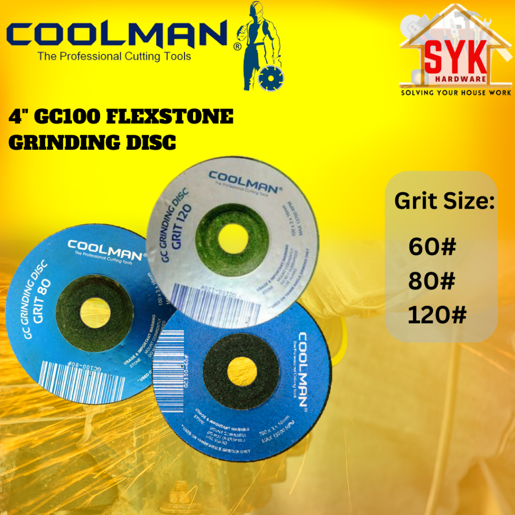 SYK Coolman GC100 4 Inch Flexstone Grinding Disc Grinder Tool Stainless Steel Wood Cakera Pengisaran Besi