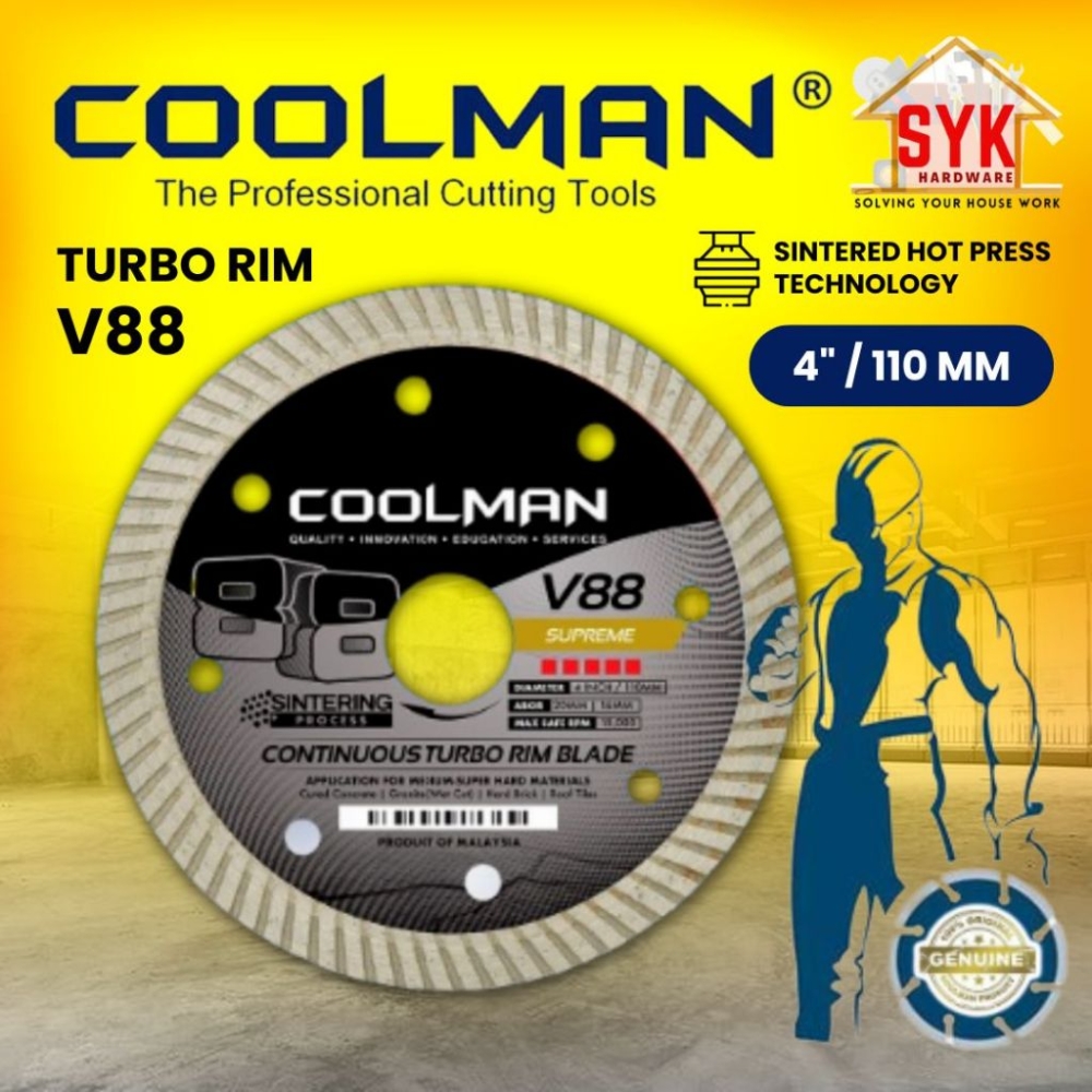 SYK Coolman V88 Supreme Continuous Turbo Rim Blade Ceramic Glass Hard Tiles Cutter Angle Grinder Cutting Blade