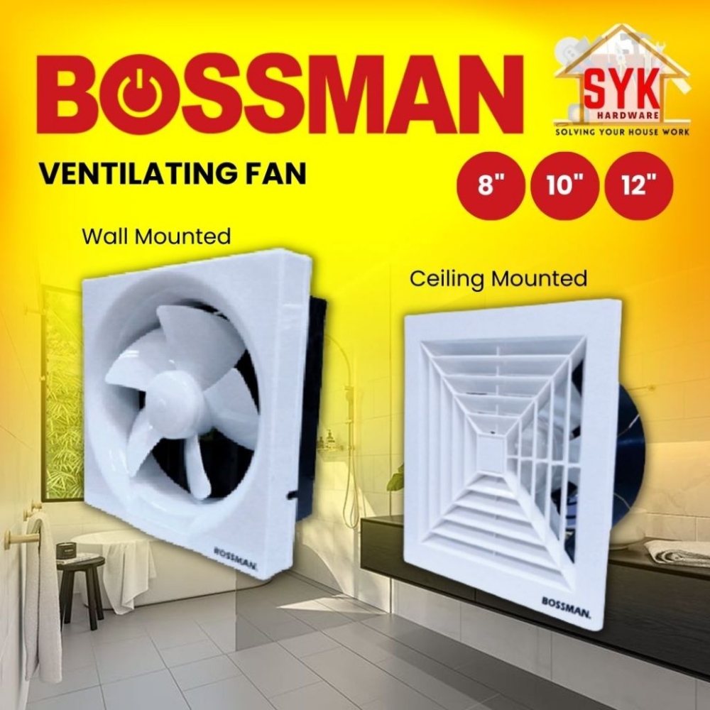 SYK Bossman Exhaust Ventilating Fan Wall Ceiling Mounted Bedroom Living Room Toilet Kitchen Ventilator Air Fan