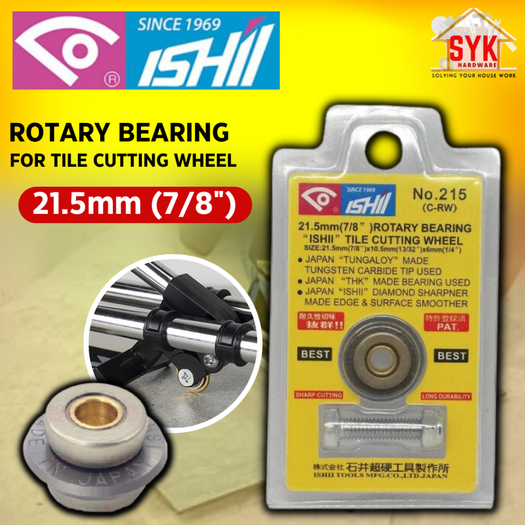 SYK ISHIL No.215 21.5mm 7/8'' 1Pcs Tile Cutter Blade Titanium Coated Rotary Bearing Ceramic Tiles Glass Cutting Wheel