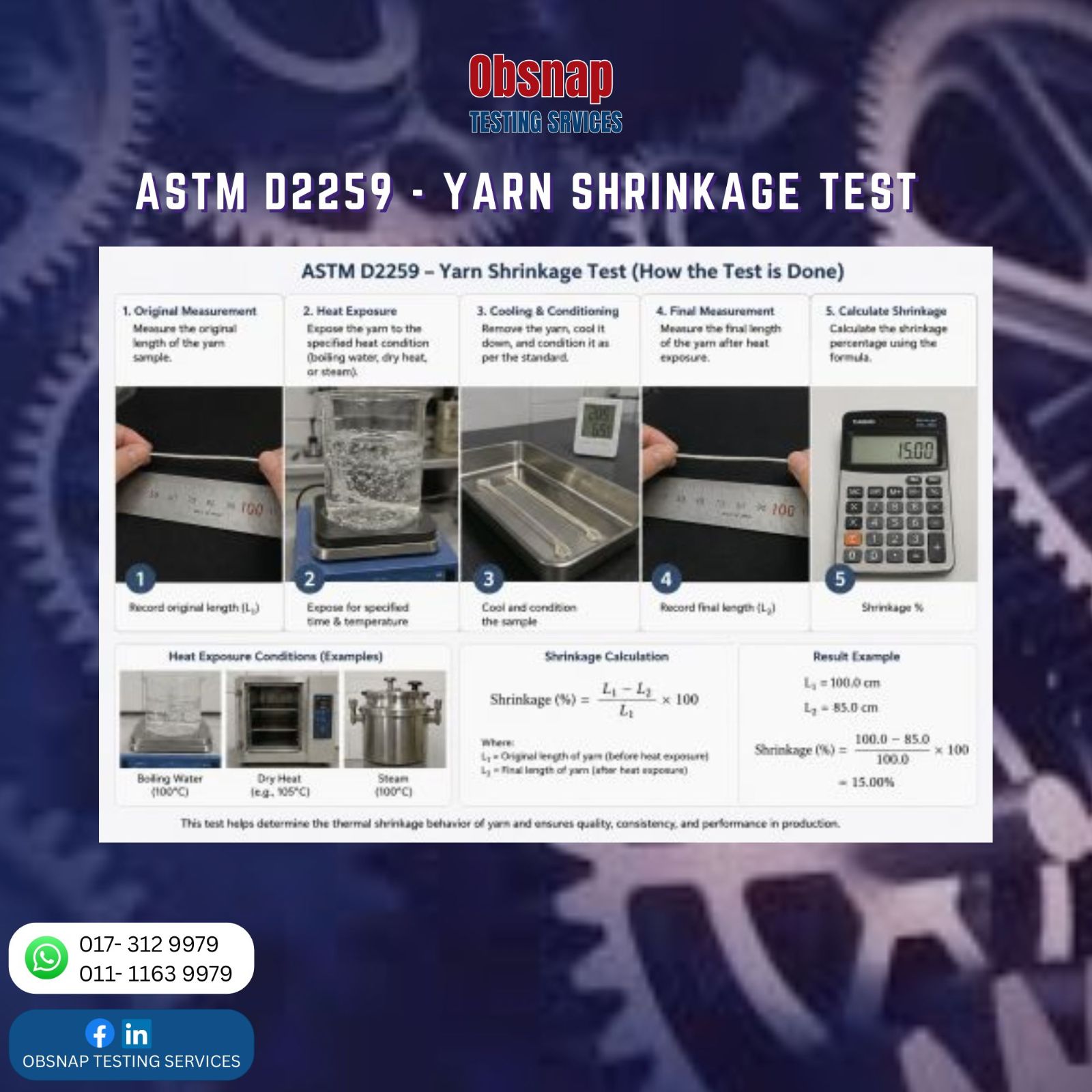 🧵 ASTM D2259 – Yarn Shrinkage Testing 🌡️