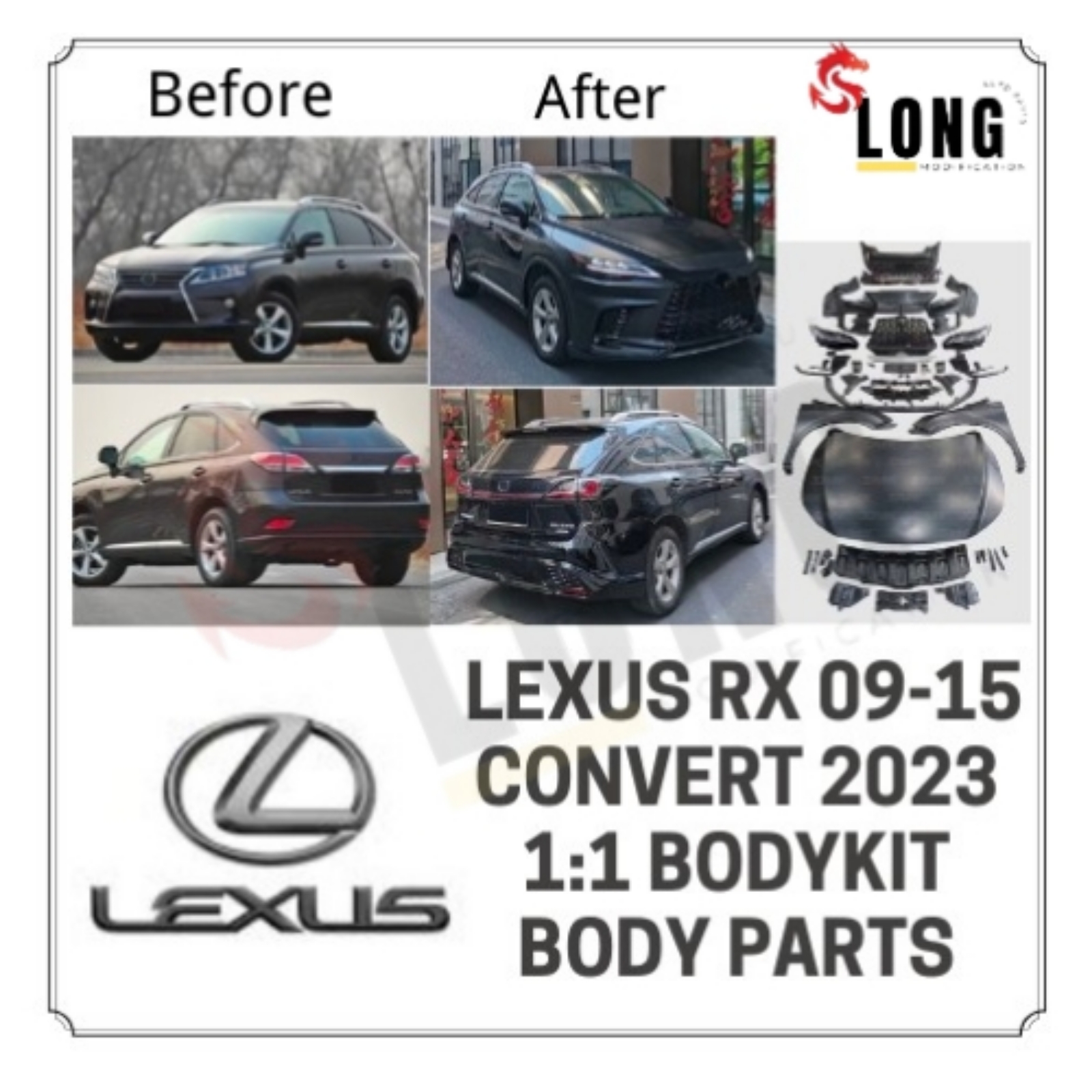 lexus rx 09-15 convert 2023 1:1 bodykit body parts