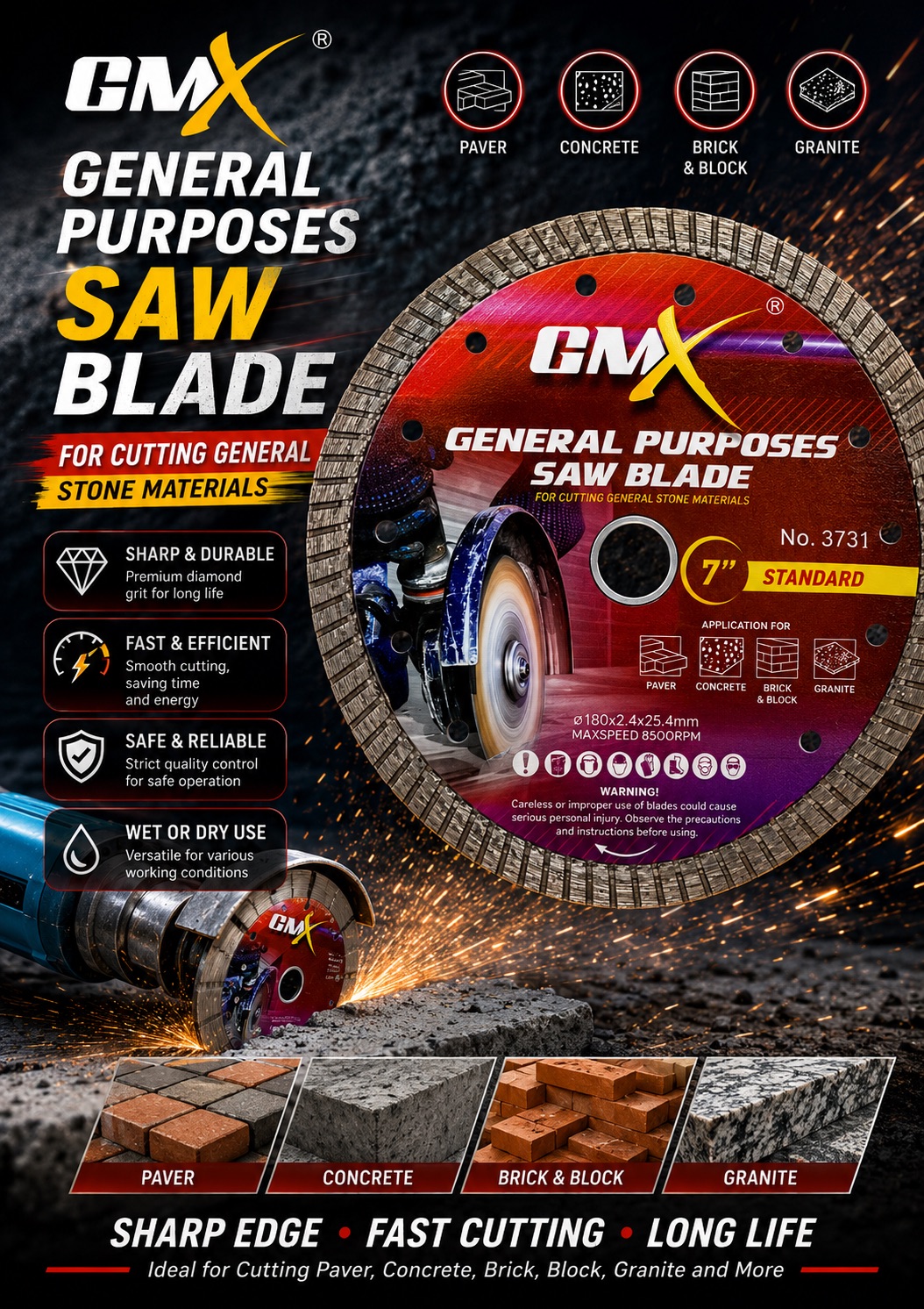 GMX GENERAL PURPOSES SAW BLADE NO.3731 7'' STANDARD