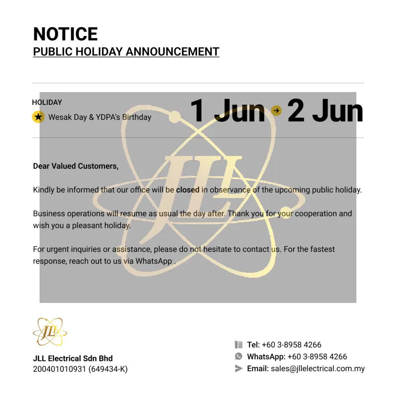 Office Closure: Wesak Day's & Yang Di-Pertuan Agong Birthday 2026