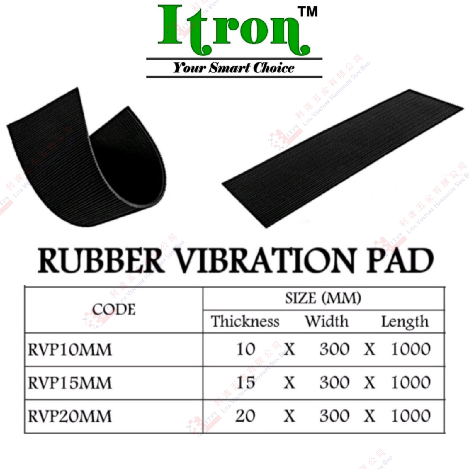 ITRON BRAND RUBBER VIBRATION PAD - RVP10MM RVP15MM RVP20MM