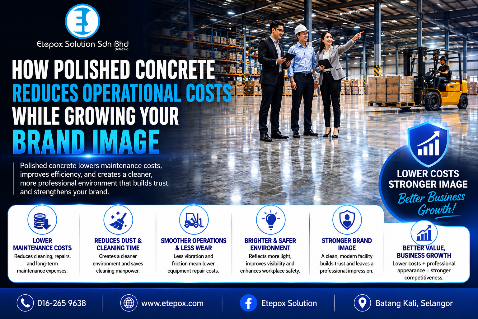 How Polished Concrete Reduces Operational Costs While Growing Your Brand Image
