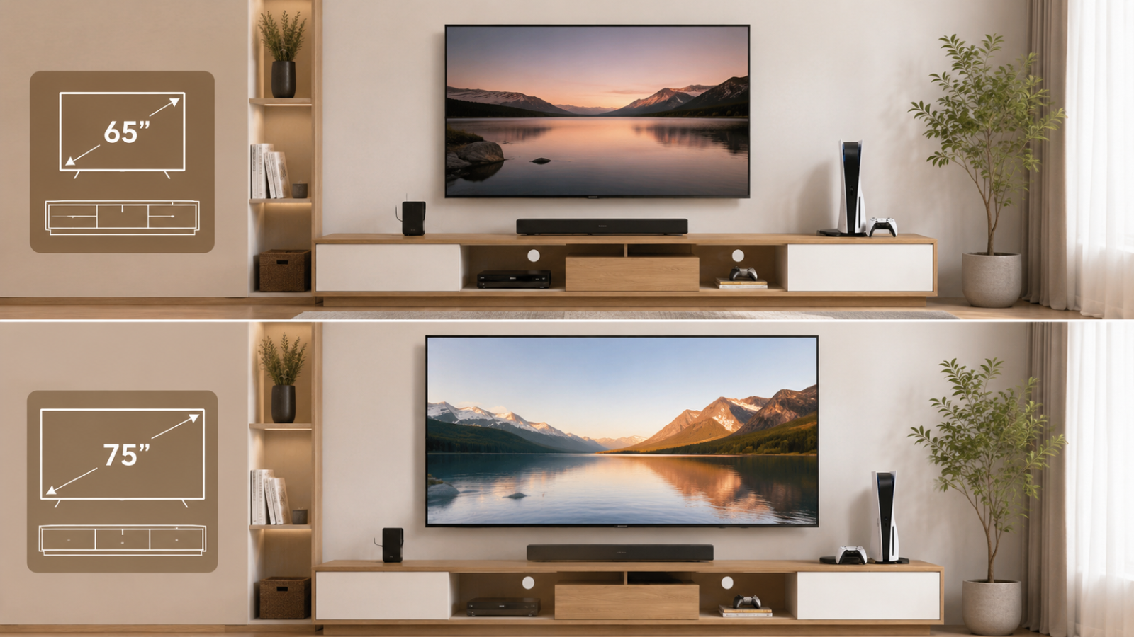 Modern TV Cabinet Malaysia | How To Choose The Right Size For A 65-Inch Or 75-Inch TV